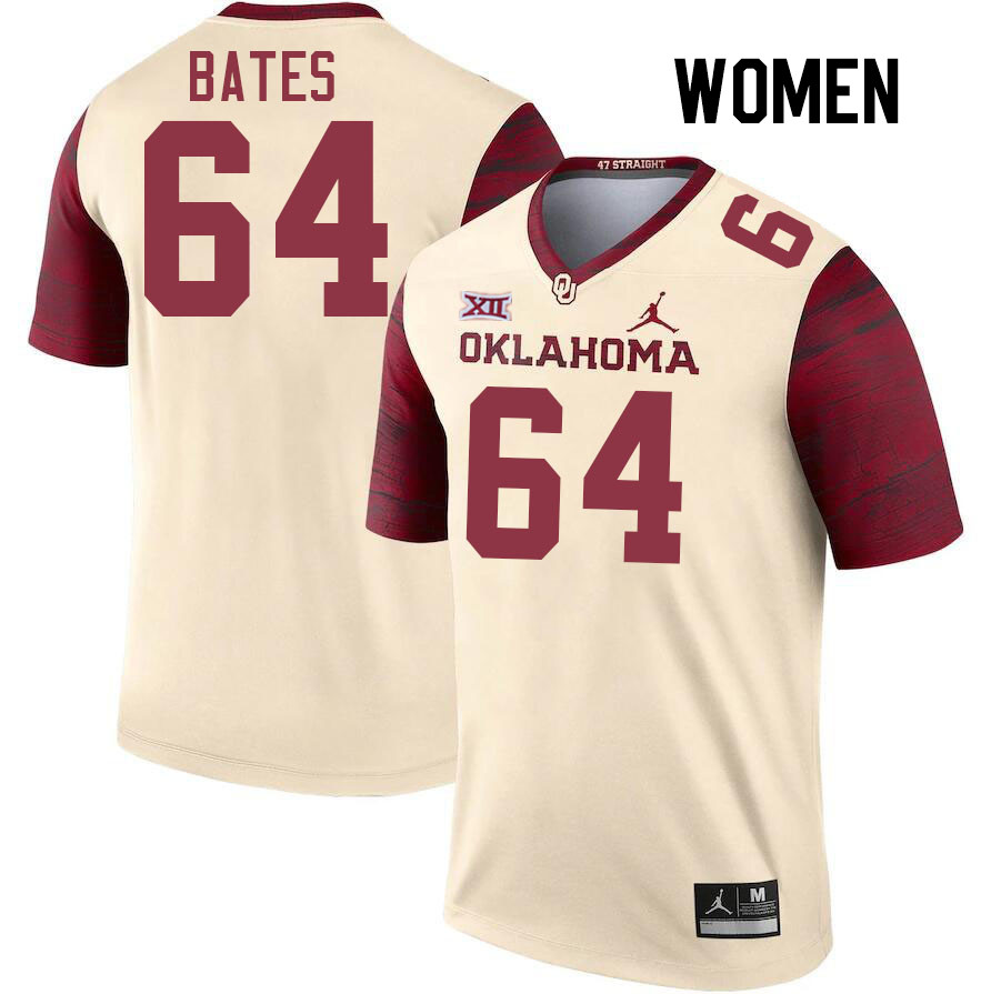 Women #64 Joshua Bates Oklahoma Sooners College Football Jerseys Stitched-Cream - Click Image to Close